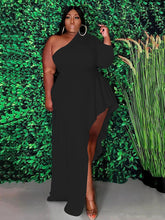 Solid Oblique Collar Dresses